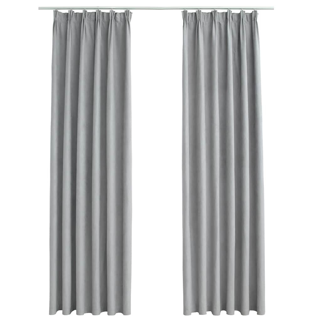 vidaXL Draperii opace cu cârlige, 2 buc., gri, 140 x 245 cm