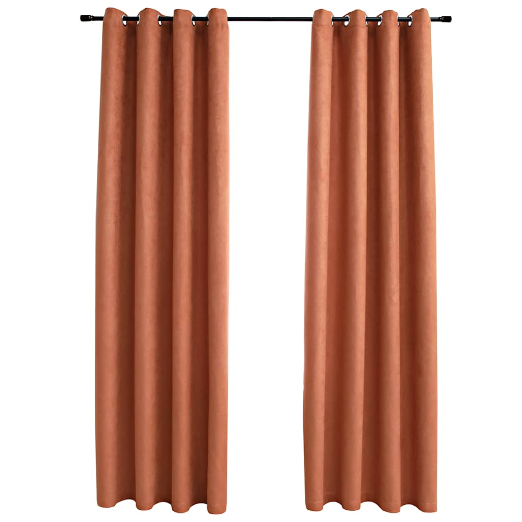 vidaXL Draperii opace cu inele metalice, 2 buc., ruginiu, 140x225 cm vidaXL Draperii opace cu inele metalice, 2 buc., ruginiu, 140x225 cm