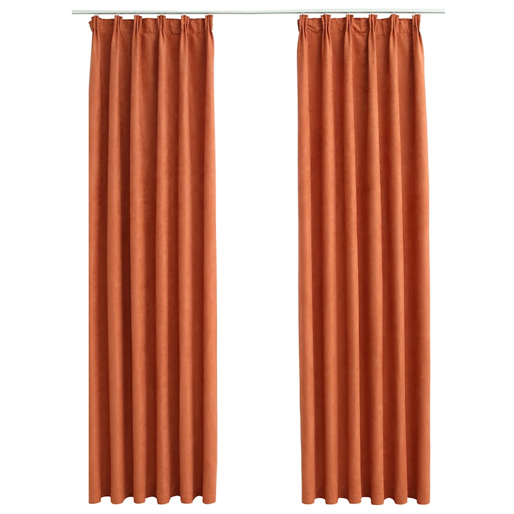 vidaXL Draperii opace cu cârlige, 2 buc., ruginiu, 140 x 225 cm vidaXL Draperii opace cu cârlige, 2 buc., ruginiu, 140 x 225 cm