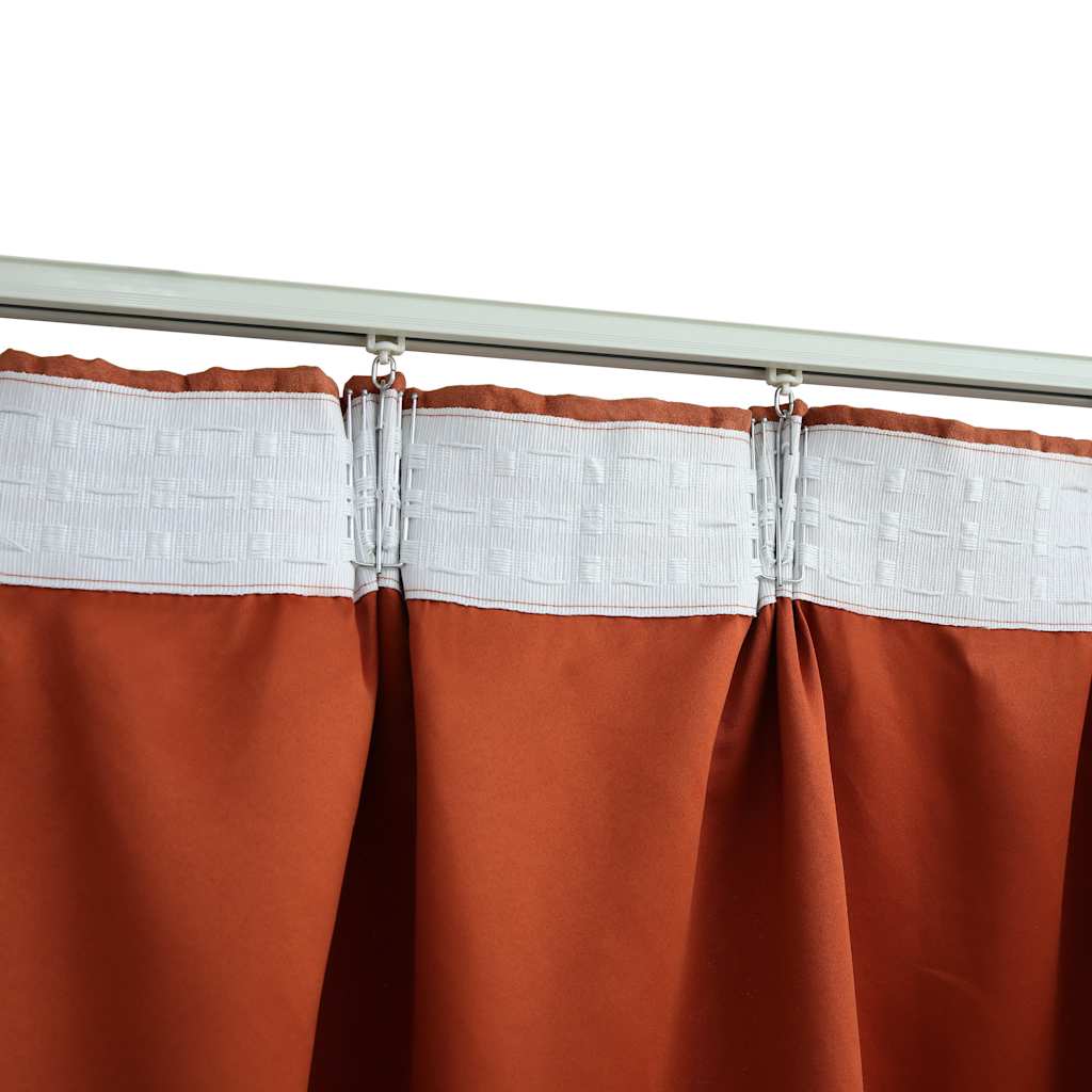 vidaXL Draperii opace cu cârlige, 2 buc., ruginiu, 140 x 225 cm vidaXL Draperii opace cu cârlige, 2 buc., ruginiu, 140 x 225 cm