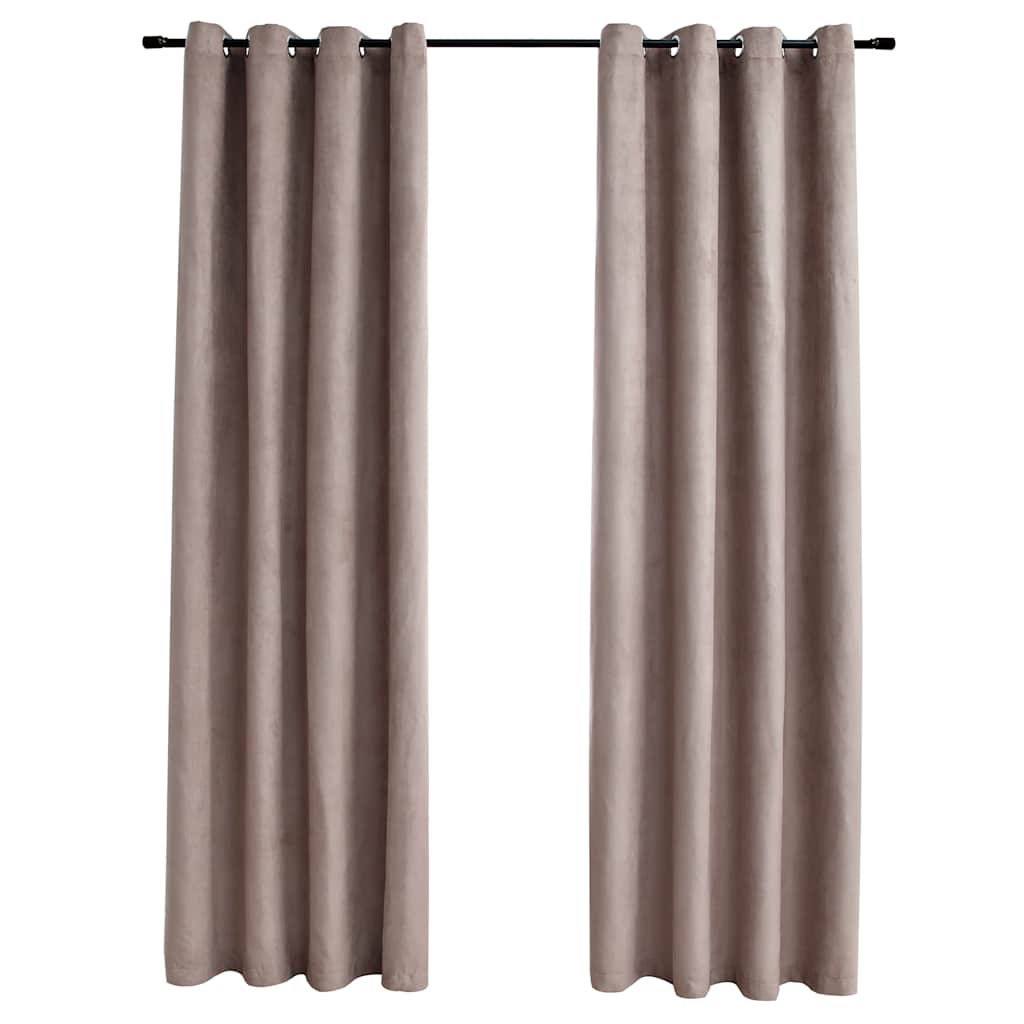 vidaXL Draperii opace cu inele metalice, 2 buc., gri taupe, 140x225 cm vidaXL Draperii opace cu inele metalice, 2 buc., gri taupe, 140x225 cm