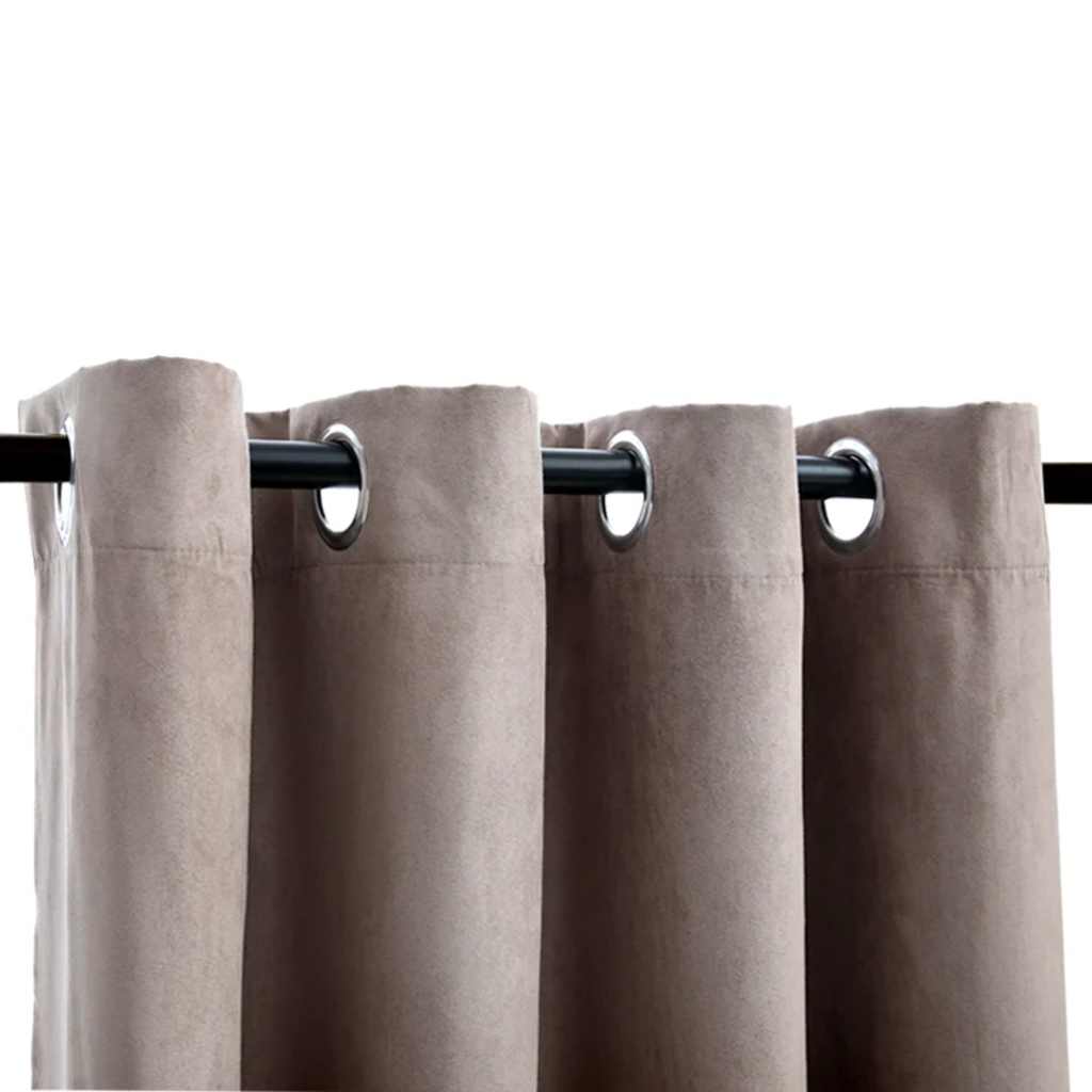 vidaXL Draperii opace cu inele metalice, 2 buc., gri taupe, 140x225 cm vidaXL Draperii opace cu inele metalice, 2 buc., gri taupe, 140x225 cm