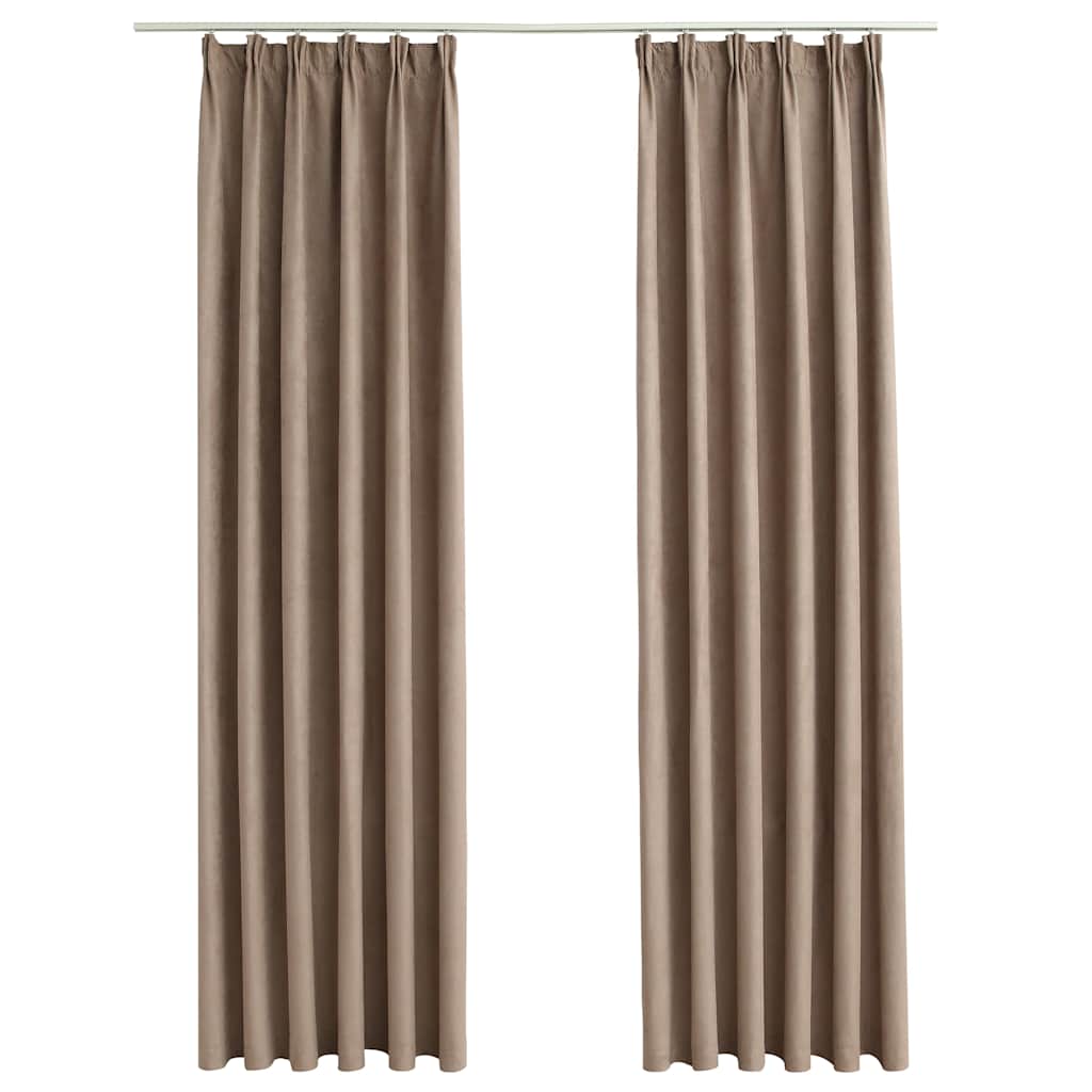 vidaXL Draperii opace cu cârlige, 2 buc., gri taupe, 140 x 245 cm vidaXL Draperii opace cu cârlige, 2 buc., gri taupe, 140 x 245 cm