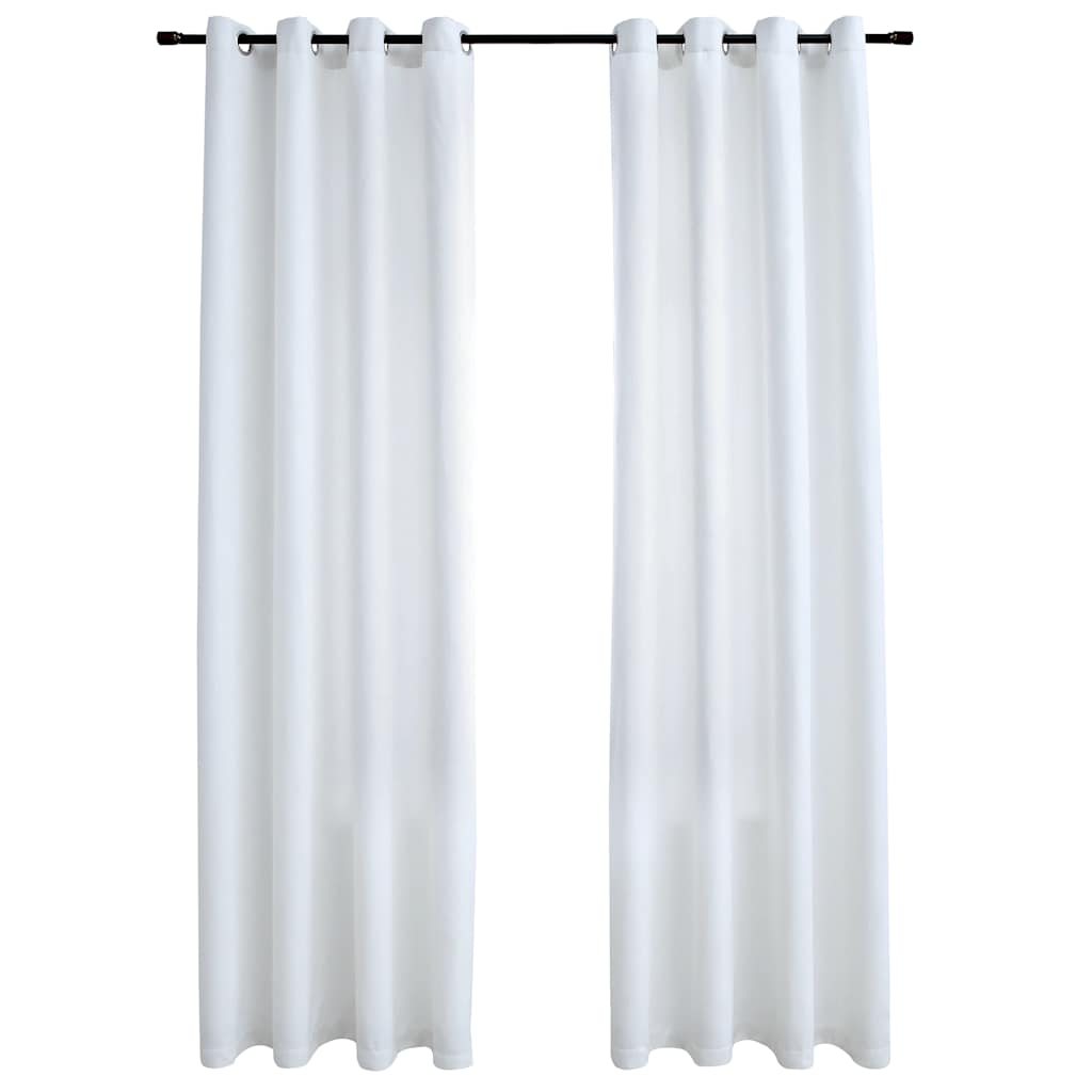 vidaXL Draperii opace cu inele metalice, 2 buc., alb, 140 x 175 cm vidaXL Draperii opace cu inele metalice, 2 buc., alb, 140 x 175 cm