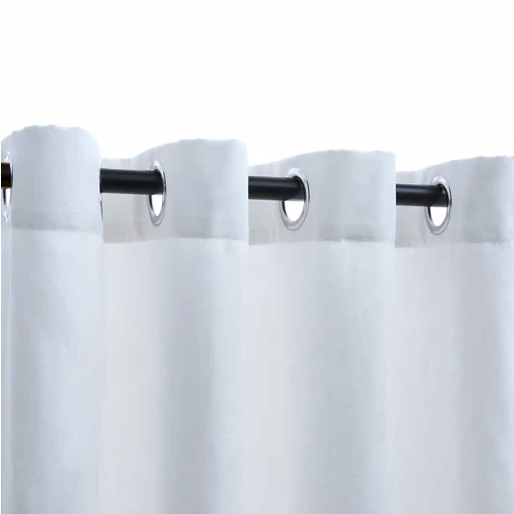 vidaXL Draperii opace cu inele metalice, 2 buc., alb, 140 x 175 cm vidaXL Draperii opace cu inele metalice, 2 buc., alb, 140 x 175 cm