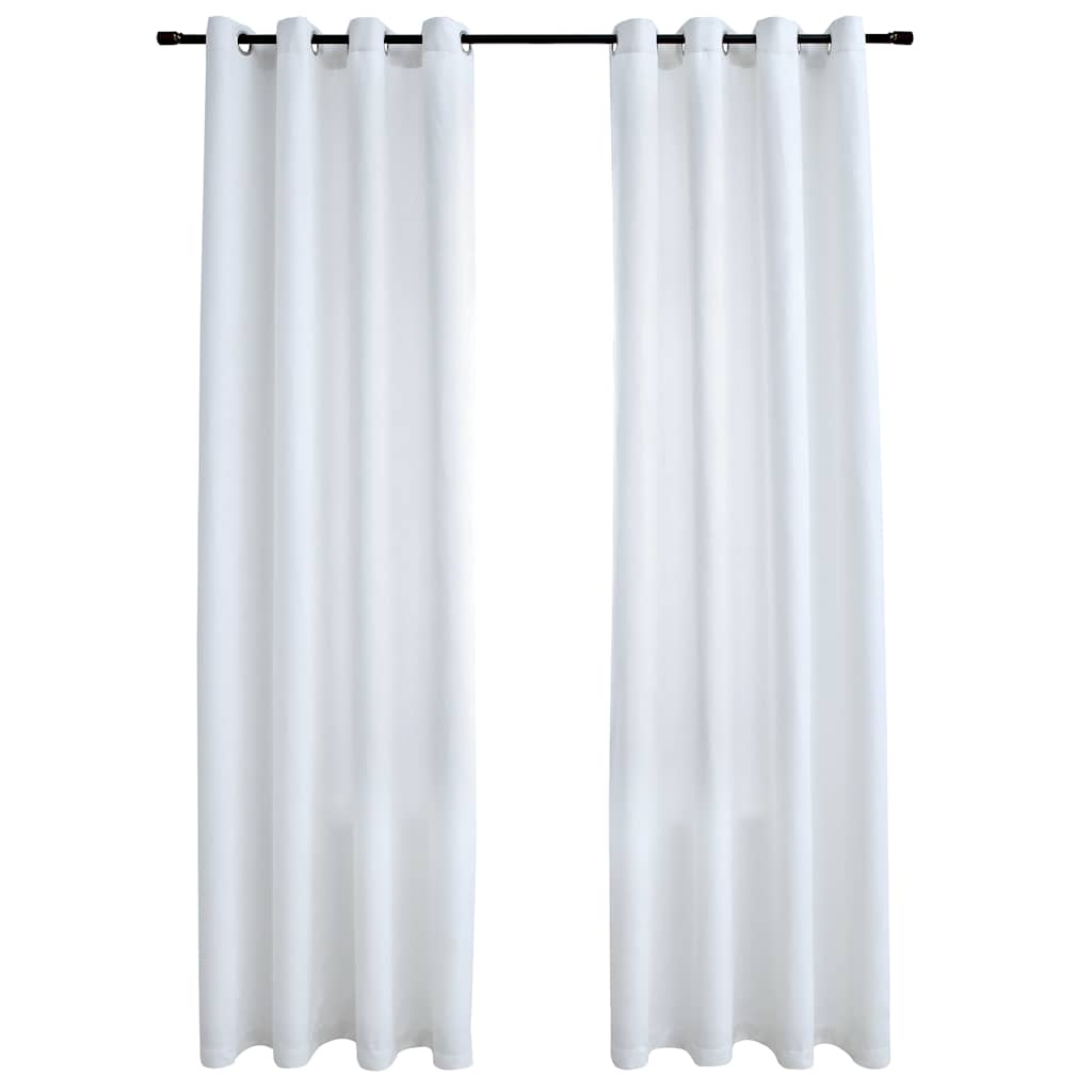vidaXL Draperii opace cu inele metalice 2 buc. alb-ivoriu 140x225 cm vidaXL Draperii opace cu inele metalice 2 buc. alb-ivoriu 140x225 cm