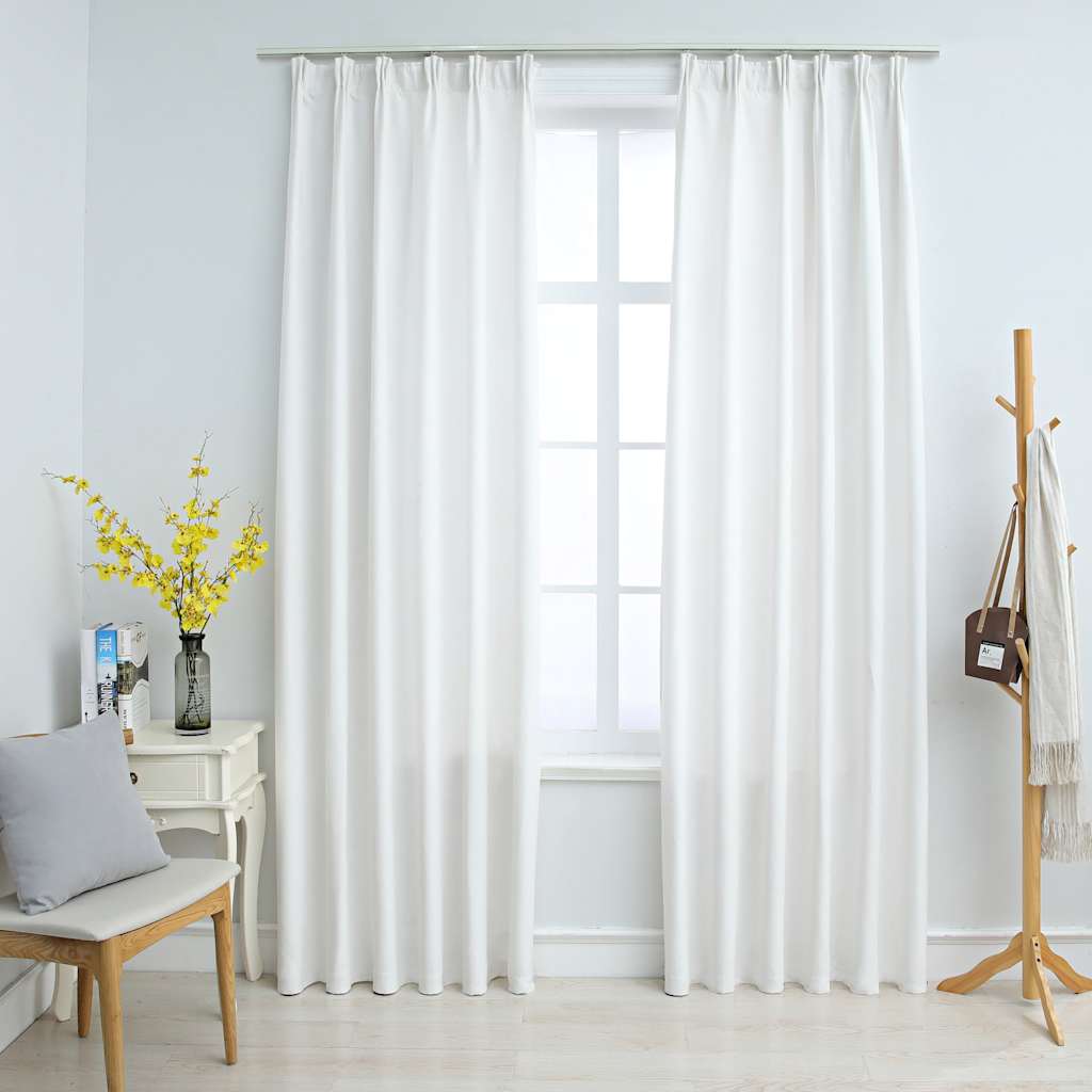 vidaXL Draperii opace cu cârlige, 2 buc., alb ivoriu, 140 x 175 cm vidaXL Draperii opace cu cârlige, 2 buc., alb ivoriu, 140 x 175 cm