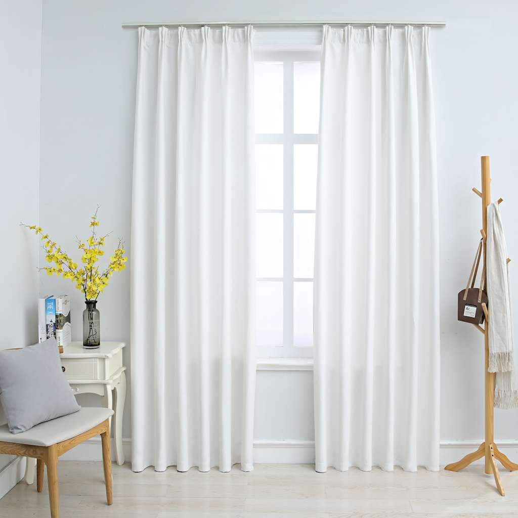 vidaXL Draperii opace cu cârlige, 2 buc., ivoriu, 140 x 245 cm vidaXL Draperii opace cu cârlige, 2 buc., ivoriu, 140 x 245 cm