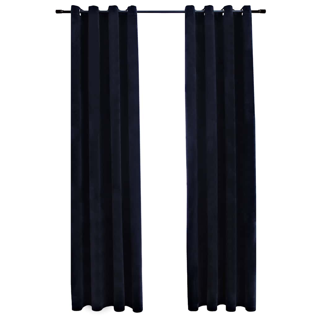 vidaXL Draperii opace cu inele, 2 buc., negru, 140 x 225 cm, catifea vidaXL Draperii opace cu inele, 2 buc., negru, 140 x 225 cm, catifea