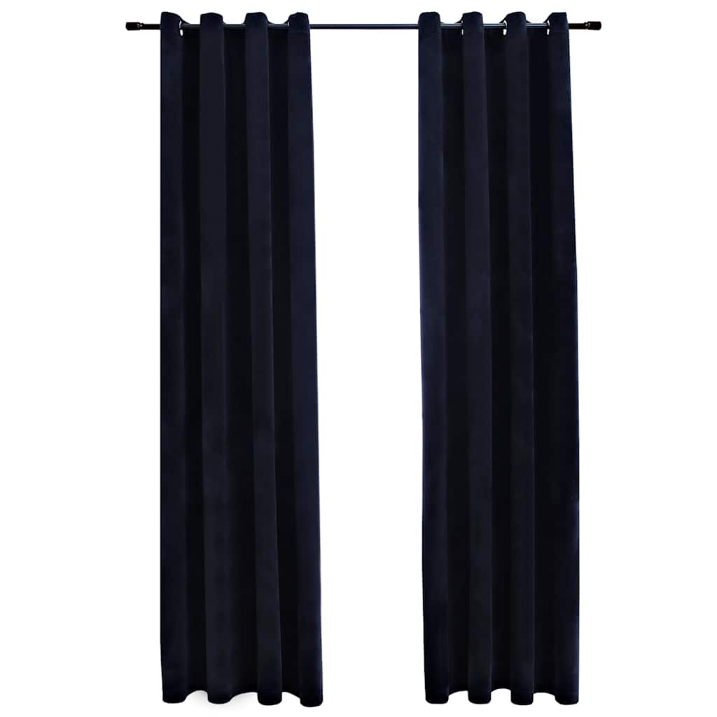 vidaXL Draperii opace cu inele, 2 buc., negru, 140 x 245 cm, catifea vidaXL Draperii opace cu inele, 2 buc., negru, 140 x 245 cm, catifea