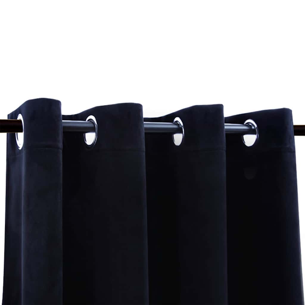 vidaXL Draperii opace cu inele, 2 buc., negru, 140 x 245 cm, catifea vidaXL Draperii opace cu inele, 2 buc., negru, 140 x 245 cm, catifea