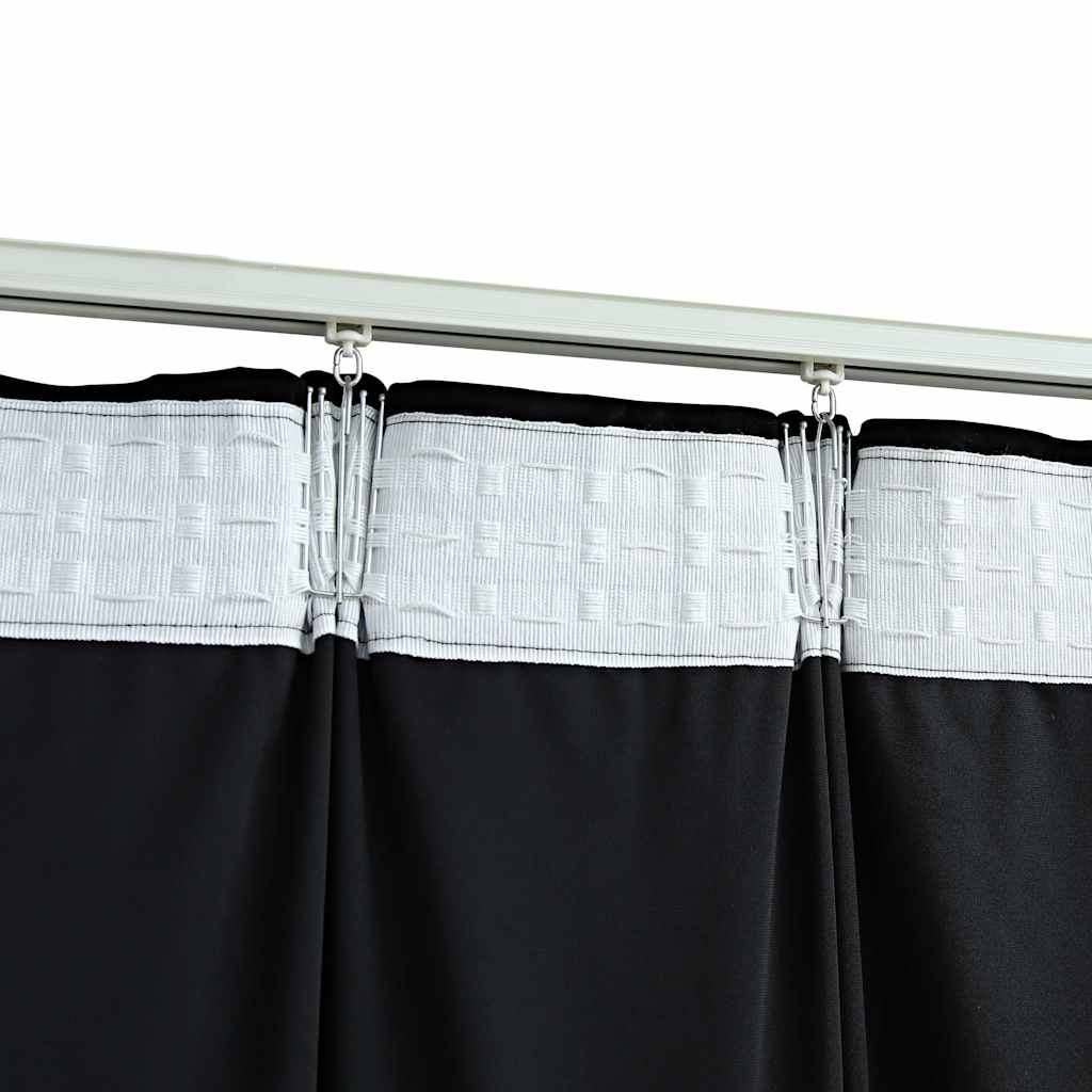 vidaXL Draperii opace cu cârlige, 2 buc., negru, 140x175 cm, catifea vidaXL Draperii opace cu cârlige, 2 buc., negru, 140x175 cm, catifea