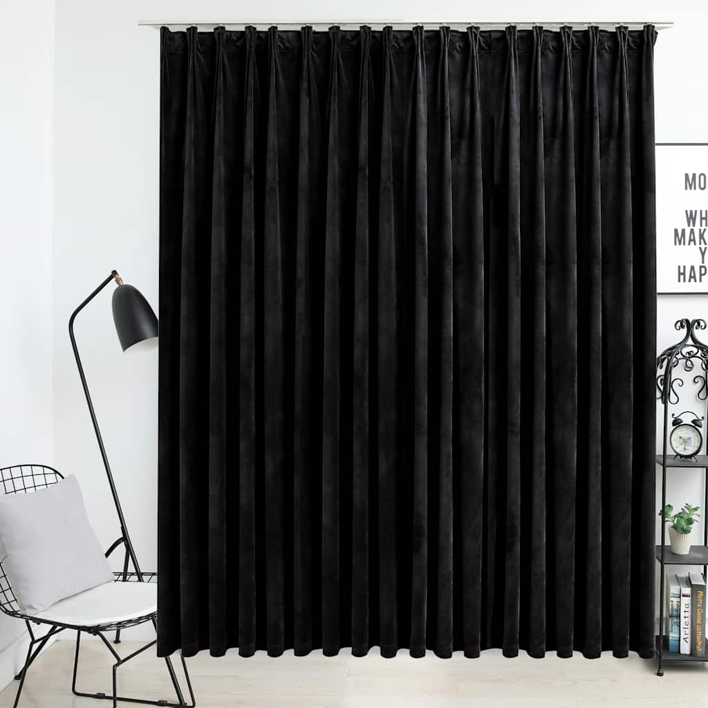 vidaXL Draperie opacă, negru, 290 x 245 cm, catifea, cu cârlige vidaXL Draperie opacă, negru, 290 x 245 cm, catifea, cu cârlige