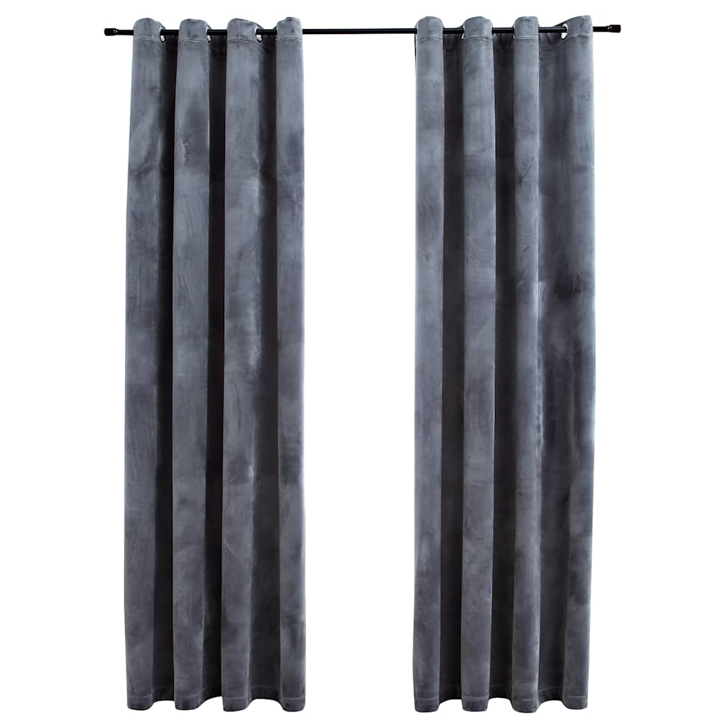 vidaXL Draperii opace cu inele, 2 buc., antracit, 140x175 cm, catifea vidaXL Draperii opace cu inele, 2 buc., antracit, 140x175 cm, catifea