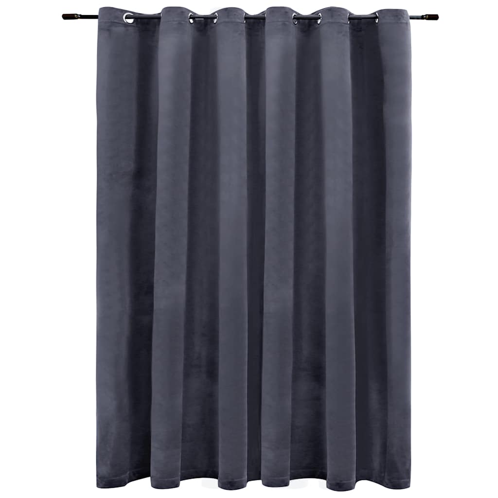 vidaXL Draperie opacă cu inele metalice, antracit, 290x245 cm, catifea vidaXL Draperie opacă cu inele metalice, antracit, 290x245 cm, catifea