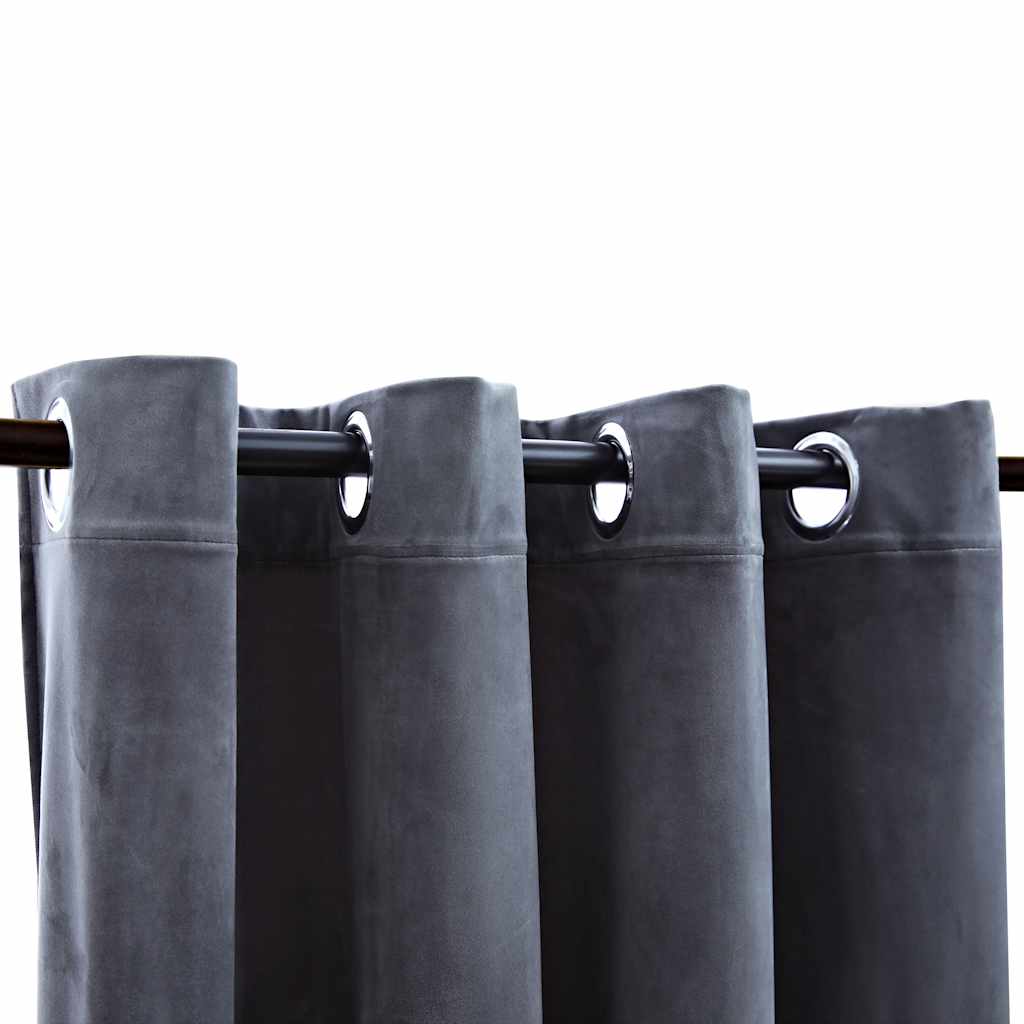 vidaXL Draperie opacă cu inele metalice, antracit, 290x245 cm, catifea vidaXL Draperie opacă cu inele metalice, antracit, 290x245 cm, catifea