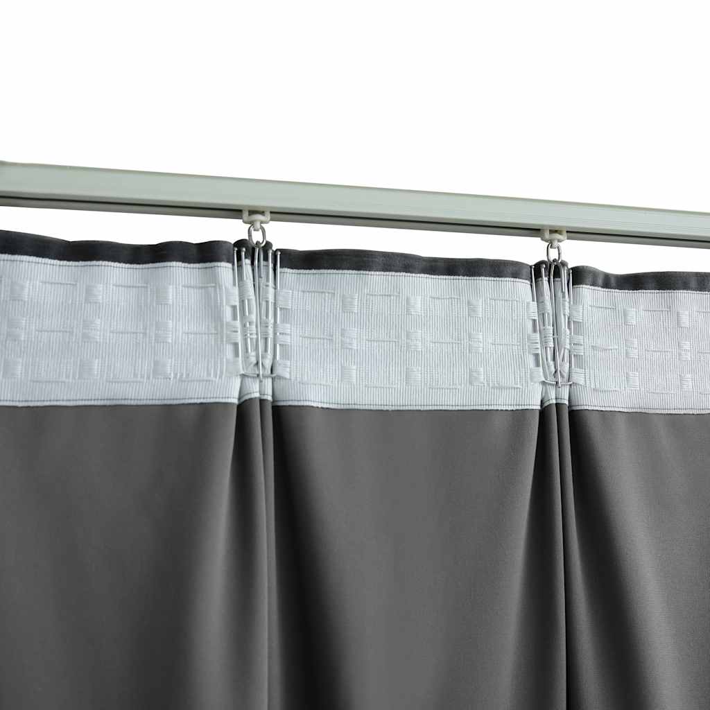 vidaXL Draperii opace cu cârlige, 2 buc, antracit, 140x225 cm catifea vidaXL Draperii opace cu cârlige, 2 buc, antracit, 140x225 cm catifea