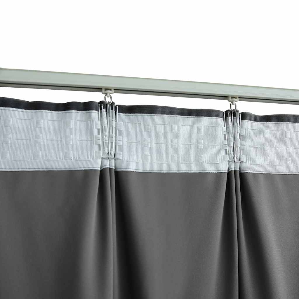 vidaXL Draperii opace cu cârlige, 2 buc., antracit, 140x245cm, catifea vidaXL Draperii opace cu cârlige, 2 buc., antracit, 140x245cm, catifea