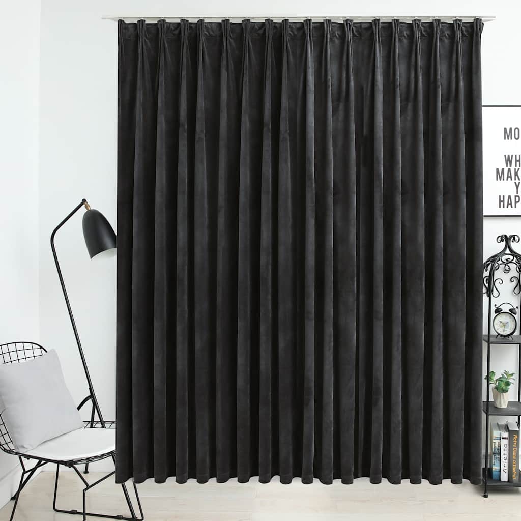 vidaXL Draperie opacă, antracit, 290 x 245 cm, catifea, cu cârlige vidaXL Draperie opacă, antracit, 290 x 245 cm, catifea, cu cârlige