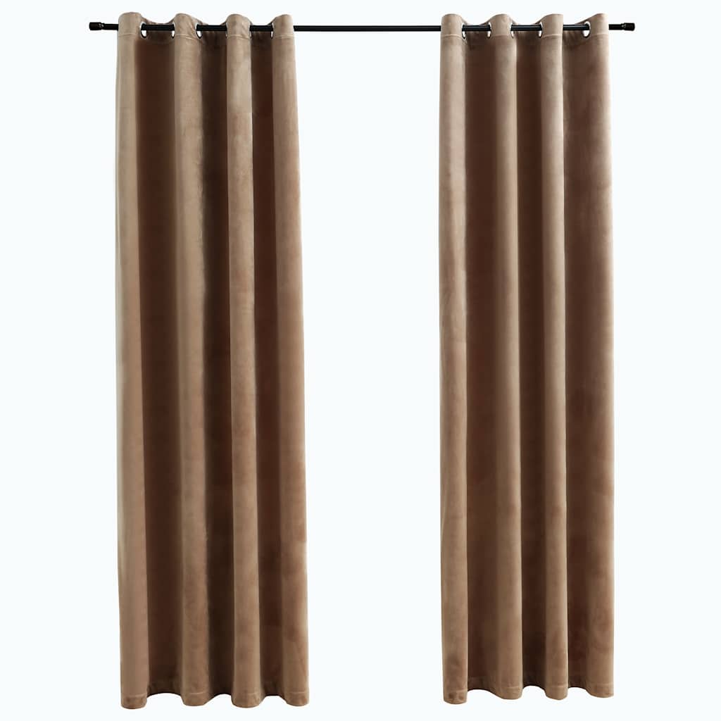vidaXL Draperii opace cu inele, 2 buc., bej, 140 x 225 cm, catifea