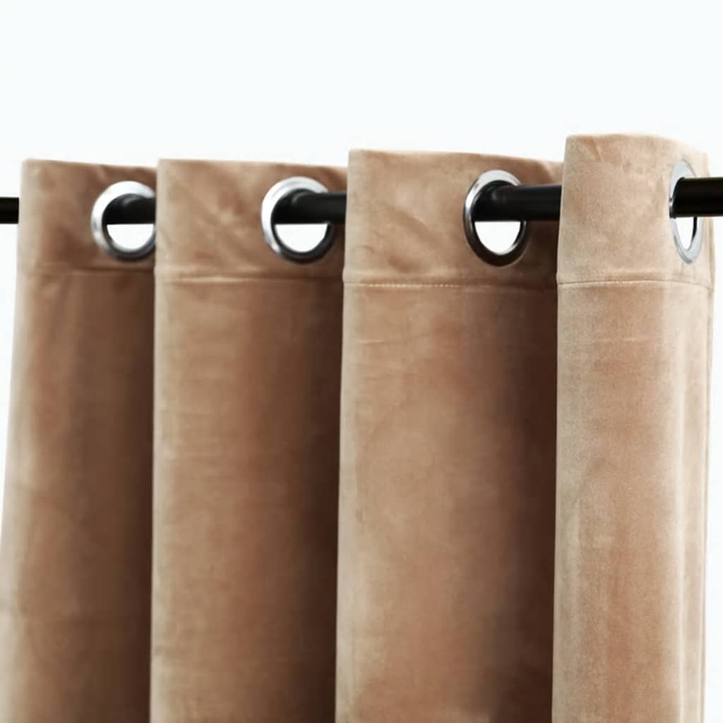 vidaXL Draperie opacă cu inele metalice, bej, 290 x 245 cm, catifea vidaXL Draperie opacă cu inele metalice, bej, 290 x 245 cm, catifea