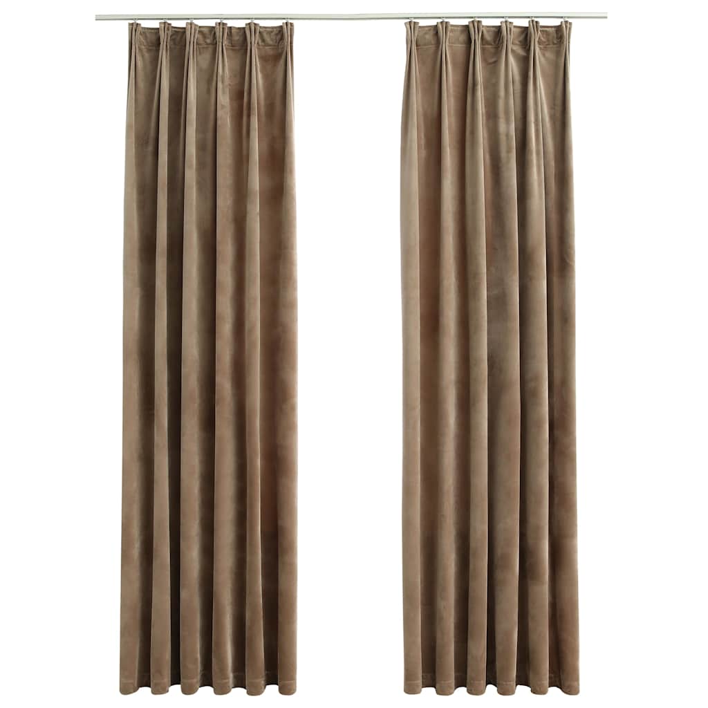 vidaXL Draperii opace, 2 buc., bej, 140x225 cm, catifea, cu cârlige vidaXL Draperii opace, 2 buc., bej, 140x225 cm, catifea, cu cârlige