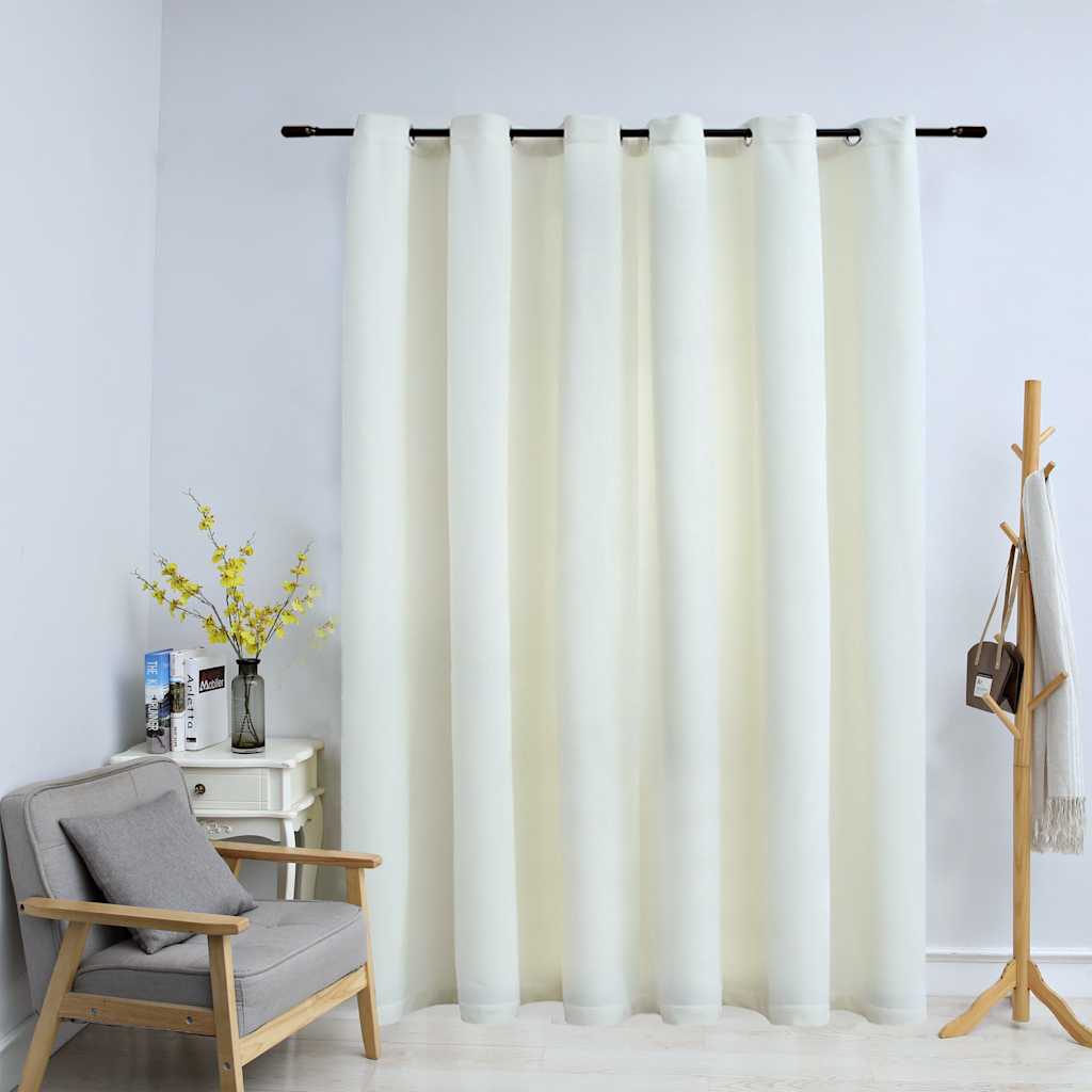 vidaXL Draperie opacă, crem, 290x245 cm, catifea, inele metalice vidaXL Draperie opacă, crem, 290x245 cm, catifea, inele metalice