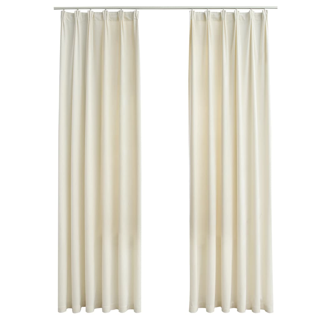 vidaXL Draperii opace, 2 buc., crem, 140x245 cm, catifea, cu cârlige