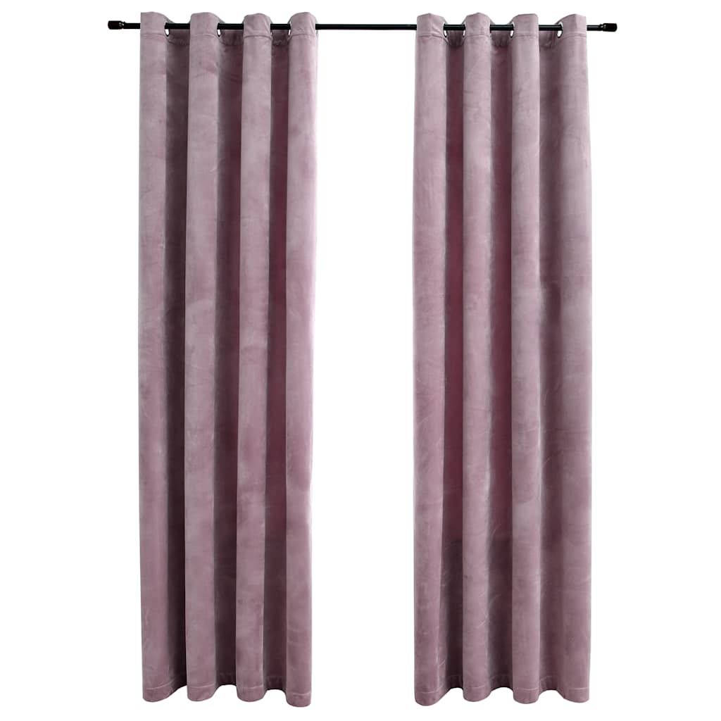 vidaXL Perdele opace cu inele 2 buc. roz antichizat 140x175 cm catifea vidaXL Perdele opace cu inele 2 buc. roz antichizat 140x175 cm catifea