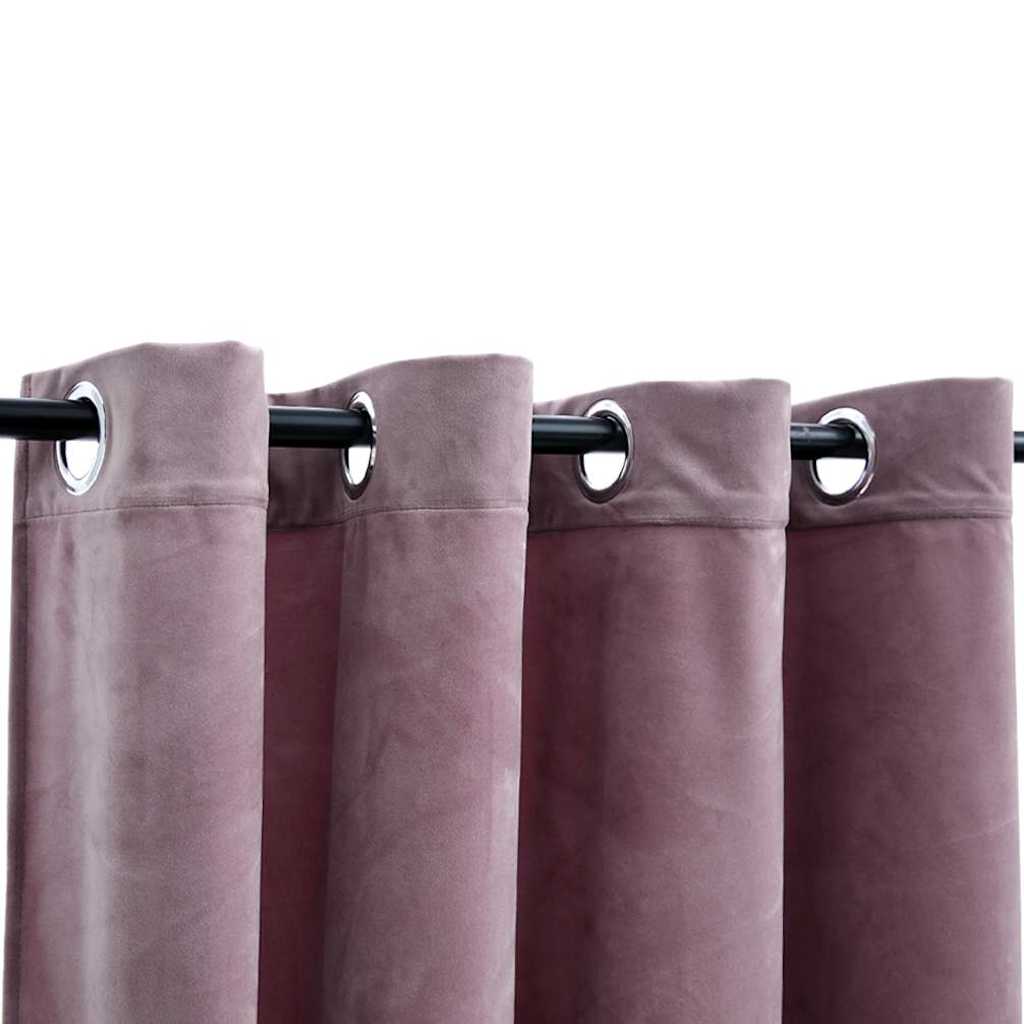 vidaXL Draperii opace cu inele 2 buc. roz antichizat 140x225cm catifea vidaXL Draperii opace cu inele 2 buc. roz antichizat 140x225cm catifea