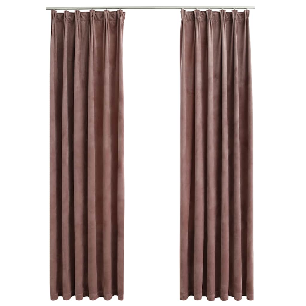 vidaXL Draperii opace 2 buc. roz antichizat 140x225 cm catifea cârlige vidaXL Draperii opace 2 buc. roz antichizat 140x225 cm catifea cârlige