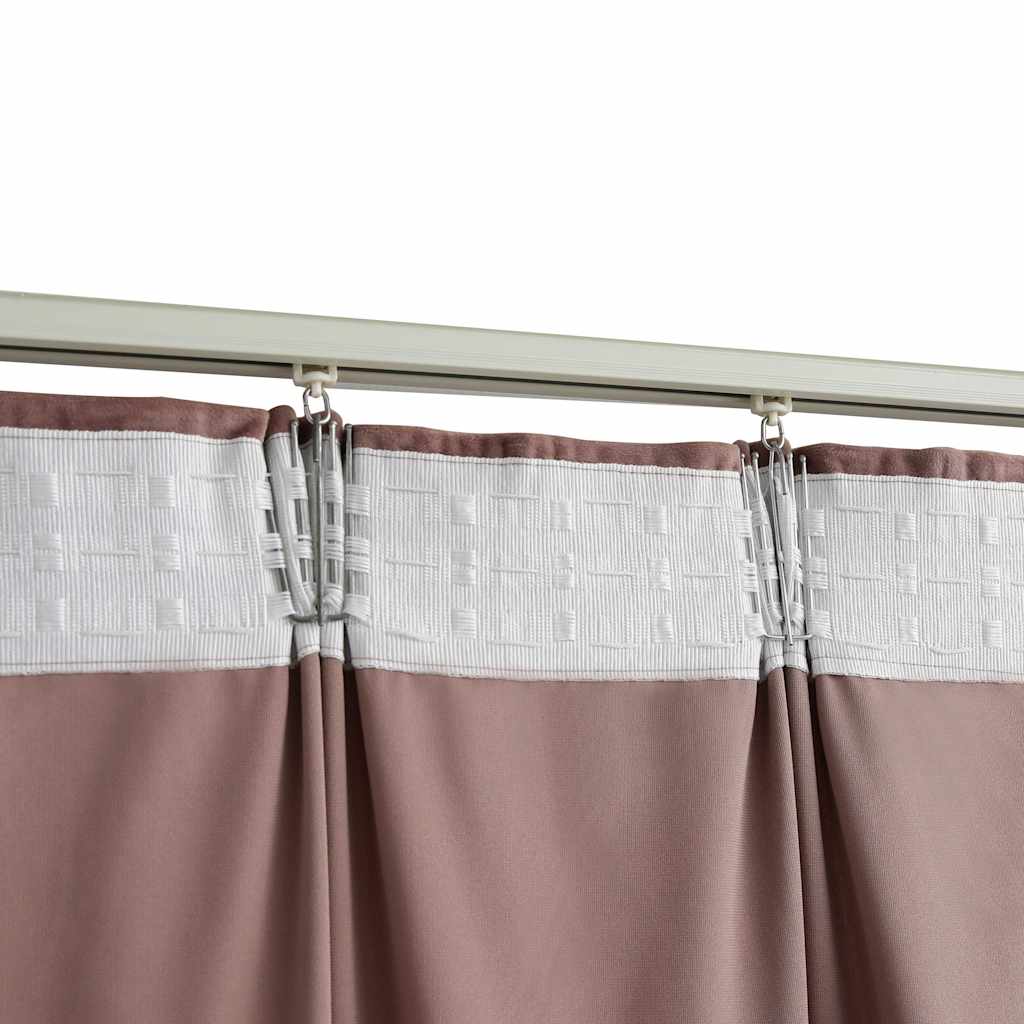 vidaXL Draperii opace 2 buc. roz antichizat 140x245 cm catifea cârlige vidaXL Draperii opace 2 buc. roz antichizat 140x245 cm catifea cârlige