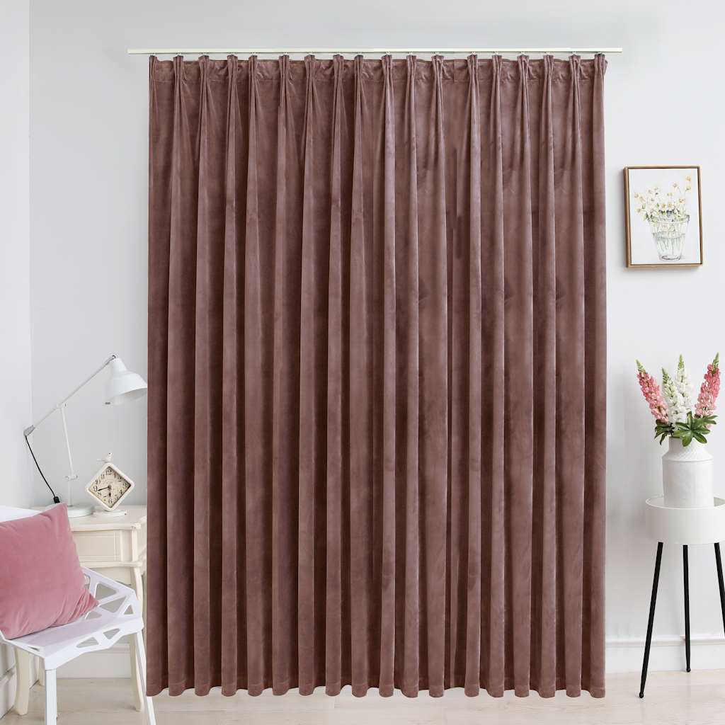 vidaXL Draperie opacă, roz antichizat, 290x245 cm, catifea, cu cârlige vidaXL Draperie opacă, roz antichizat, 290x245 cm, catifea, cu cârlige