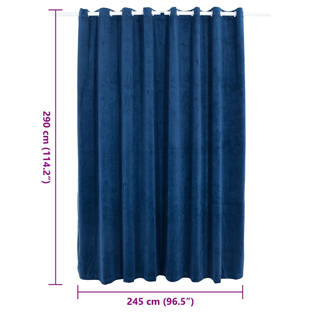 vidaXL Draperie opacă albastru închis 290x245cm catifea inele metalice vidaXL Draperie opacă albastru închis 290x245cm catifea inele metalice