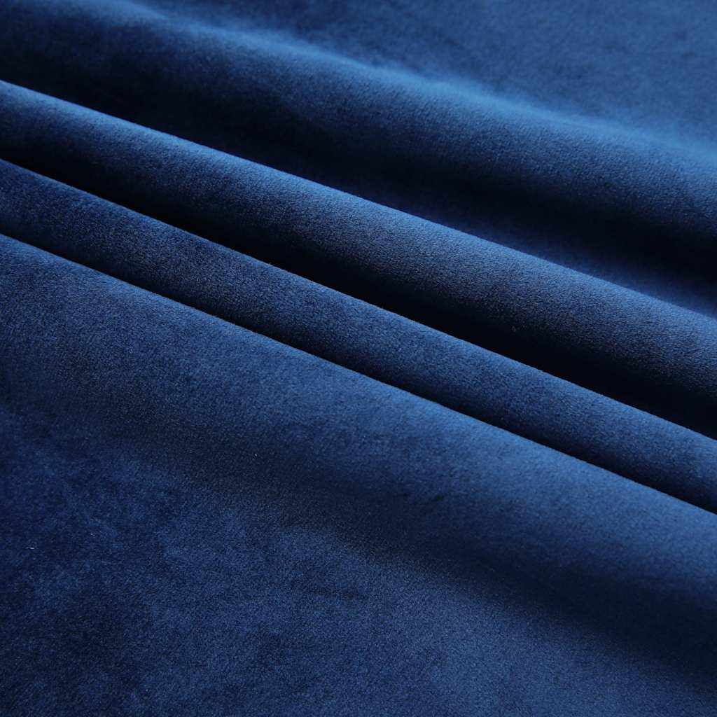 vidaXL Draperii opace 2 buc. albastru închis 140x175cm catifea cârlige vidaXL Draperii opace 2 buc. albastru închis 140x175cm catifea cârlige