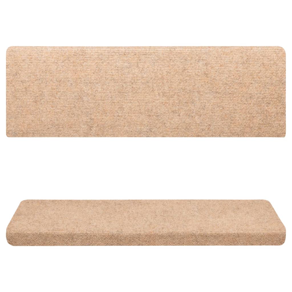 vidaXL Covorașe autoadezive pentru scări, 15 buc., 65x21x4 cm, margini dreptunghiulare, crem