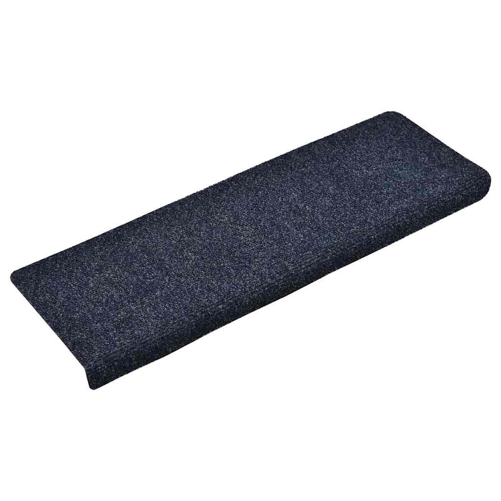 vidaXL Covorașe scări autoadezive, 15 buc., 65x21x4 cm, margini dreptunghiulare albastre