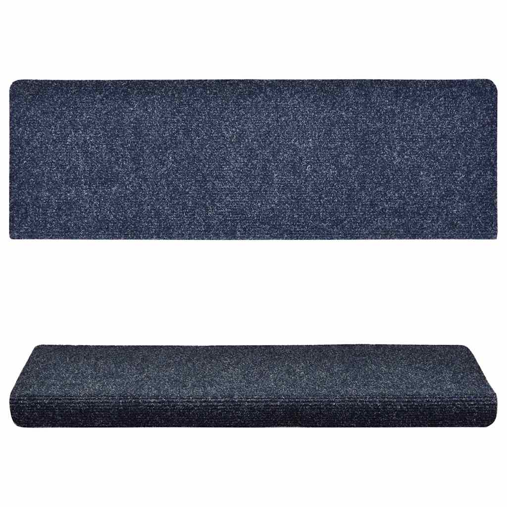 vidaXL Covorașe scări autoadezive, 15 buc., 65x21x4 cm, margini dreptunghiulare albastre