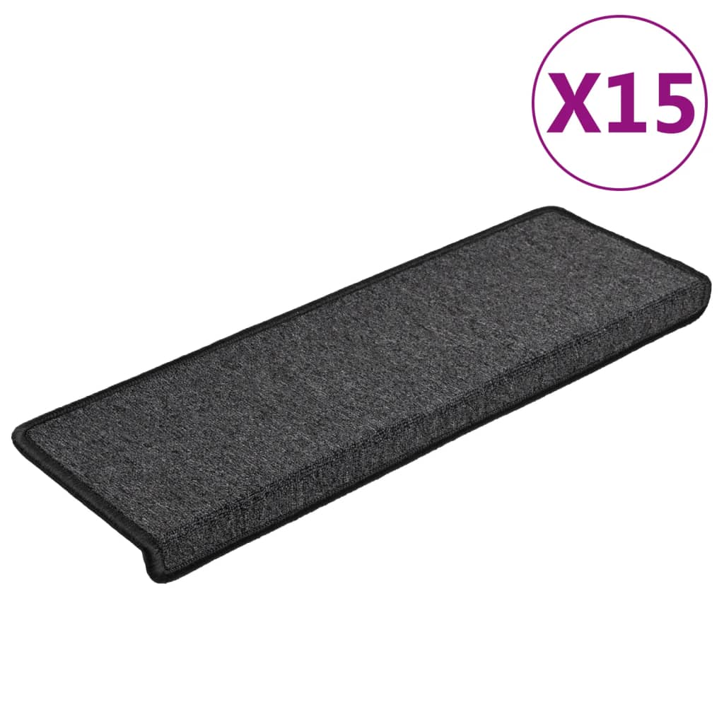 vidaXL Covorașe de trepte de scară, 15 buc., antracit, 65x21x4 cm vidaXL Covorașe de trepte de scară, 15 buc., antracit, 65x21x4 cm