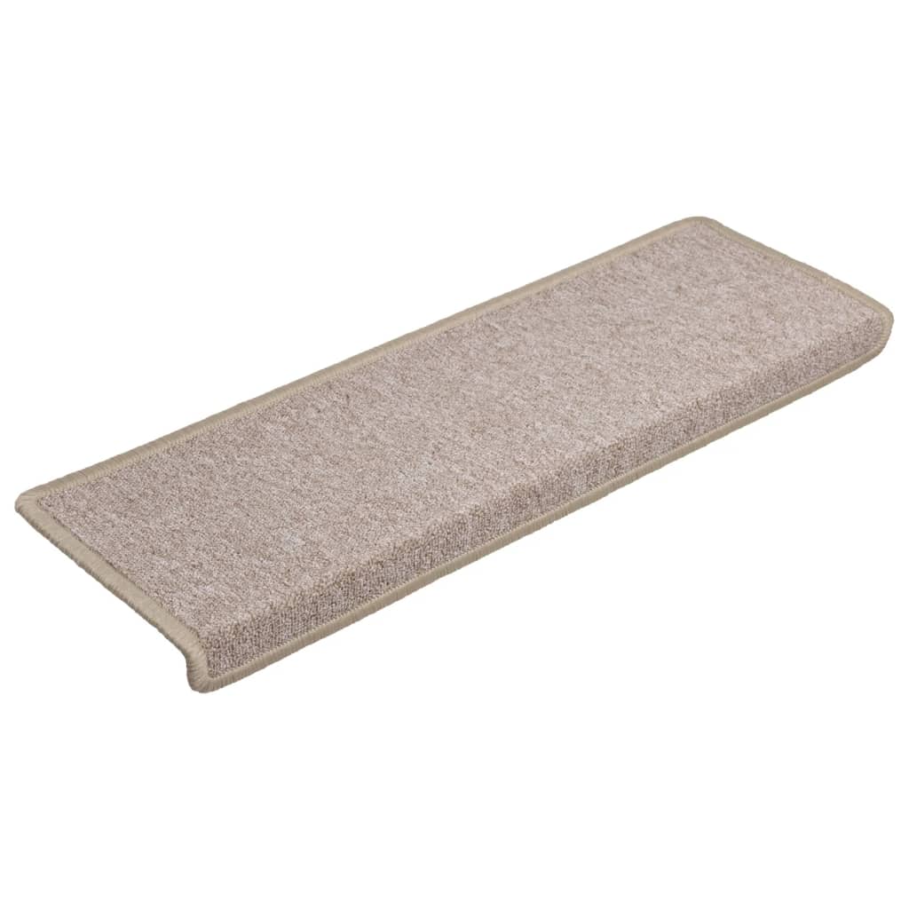 vidaXL Covorașe de trepte de scară, 15 buc., gri taupe, 65x21x4 cm