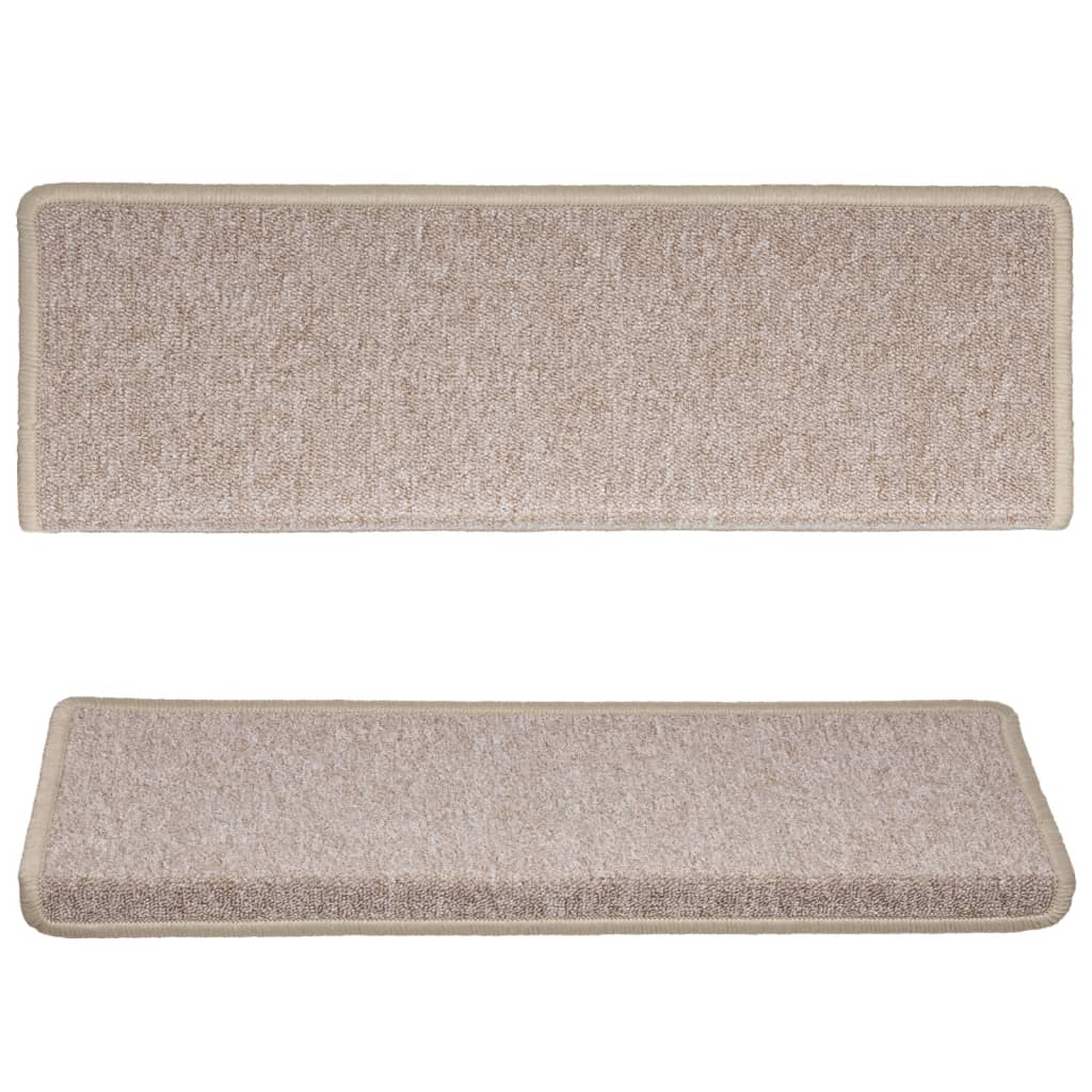 vidaXL Covorașe de trepte de scară, 15 buc., gri taupe, 65x21x4 cm