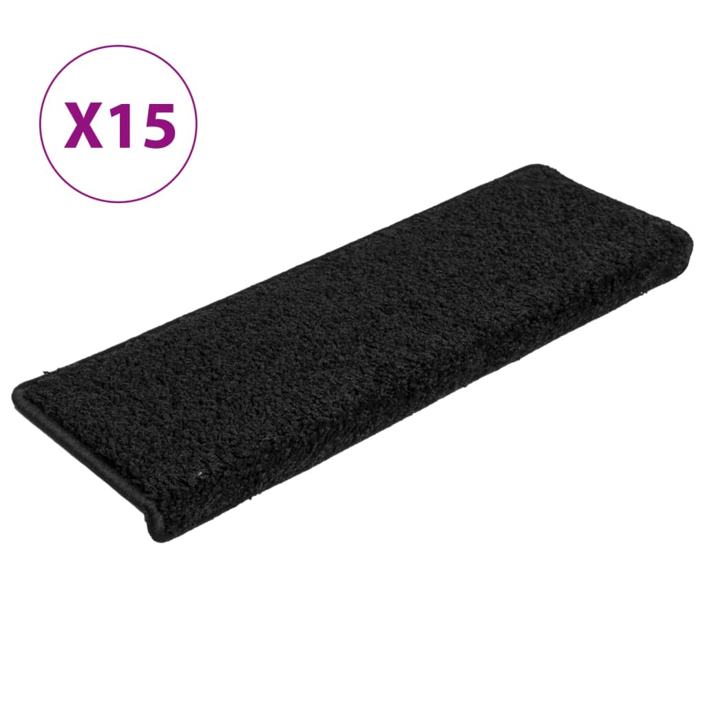 vidaXL Covorașe de trepte de scară, 15 buc., negru, 65x21x4 cm vidaXL Covorașe de trepte de scară, 15 buc., negru, 65x21x4 cm