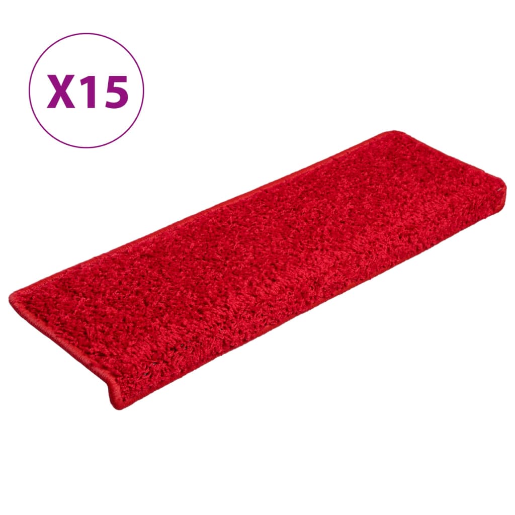 vidaXL Covorașe de trepte de scară, 15 buc., roșu, 65x21x4 cm vidaXL Covorașe de trepte de scară, 15 buc., roșu, 65x21x4 cm