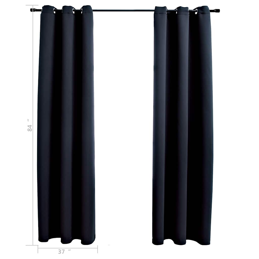 vidaXL Perdele opace cu inele, 2 buc., negru, 97x213 cm, material textil vidaXL Perdele opace cu inele, 2 buc., negru, 97x213 cm, material textil