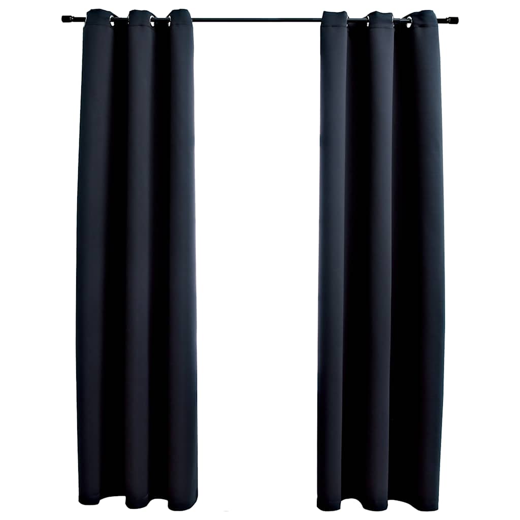 vidaXL Perdele opace cu inele, 2 buc., negru, 97x213 cm, material textil vidaXL Perdele opace cu inele, 2 buc., negru, 97x213 cm, material textil