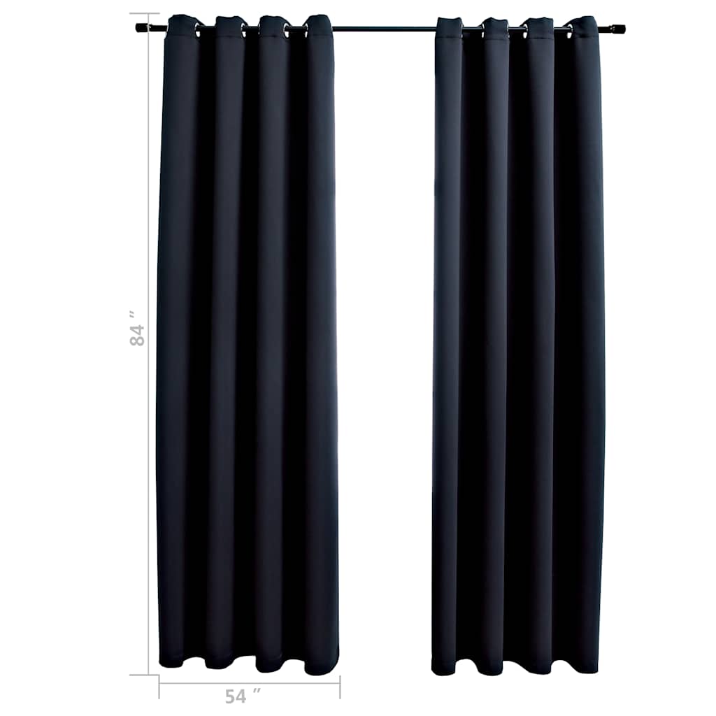 vidaXL Perdele opace cu inele, 2 buc., negru, 137x213 cm, material textil vidaXL Perdele opace cu inele, 2 buc., negru, 137x213 cm, material textil