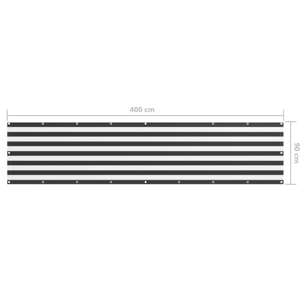 vidaXL Paravan de balcon, antracit și alb, 90x400 cm, țesătură oxford