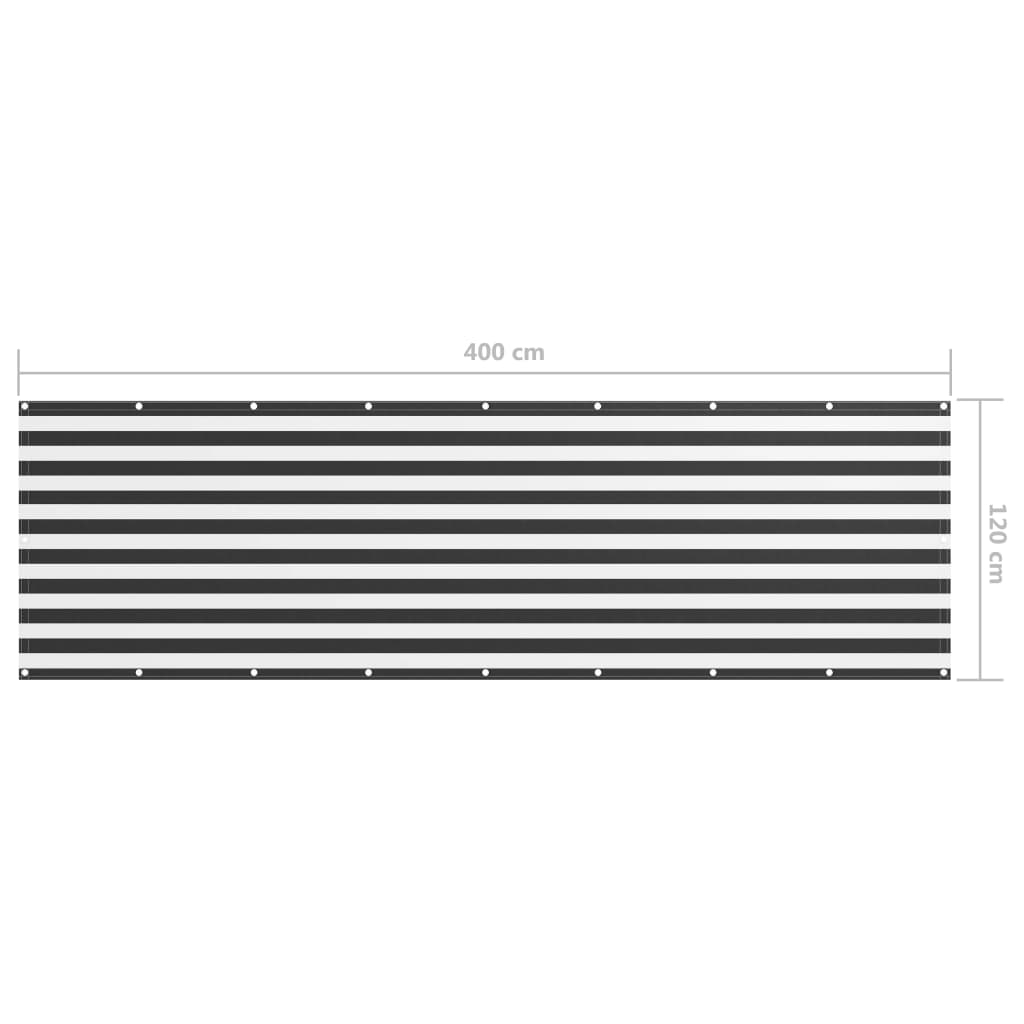 vidaXL Paravan de balcon, antracit și alb, 120x400 cm, țesătură oxford