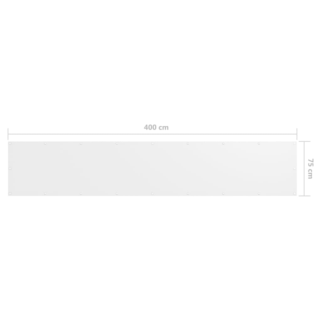vidaXL Paravan de balcon, alb, 75 x 400 cm, țesătură oxford vidaXL Paravan de balcon, alb, 75 x 400 cm, țesătură oxford
