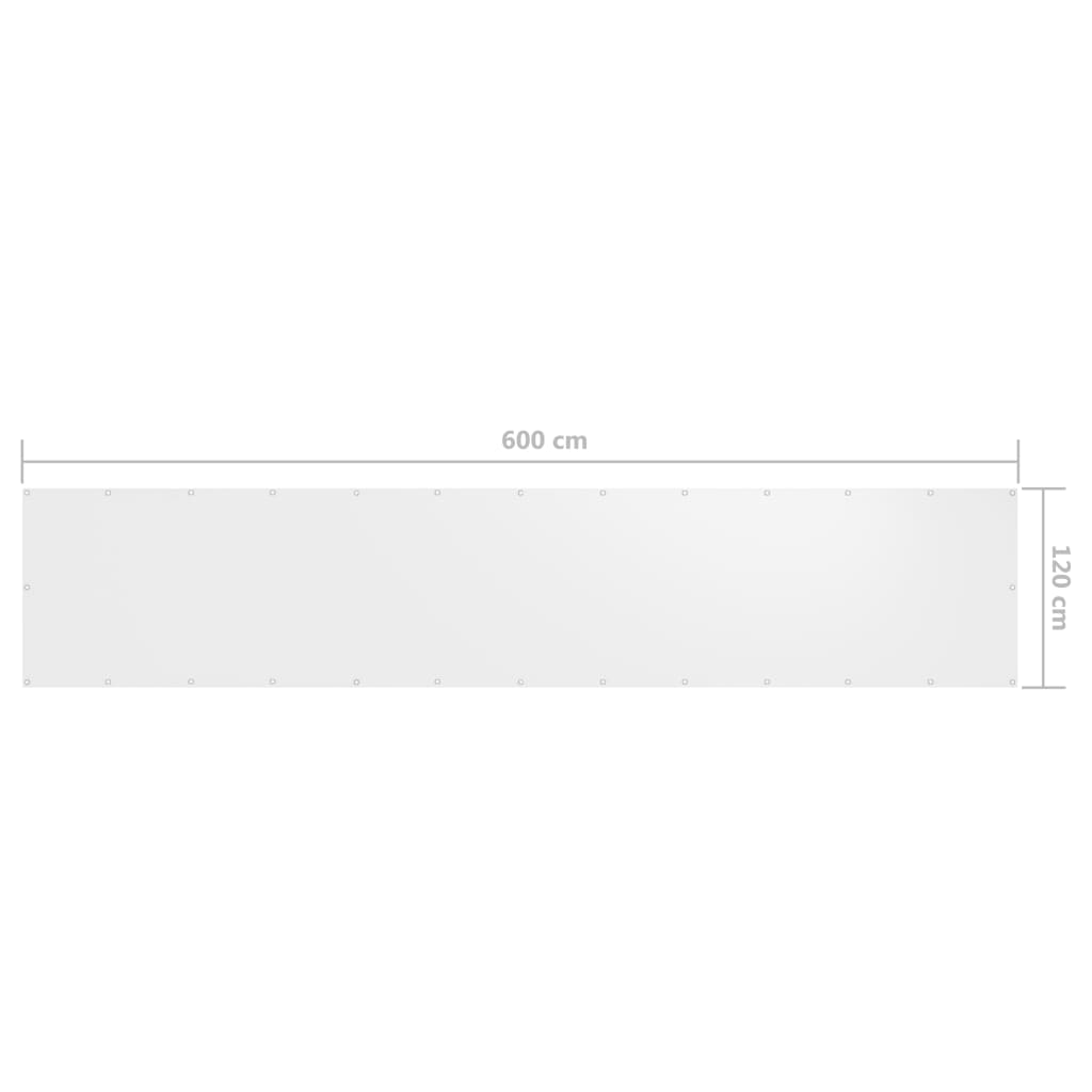 vidaXL Paravan de balcon, alb, 120 x 600 cm, țesătură oxford